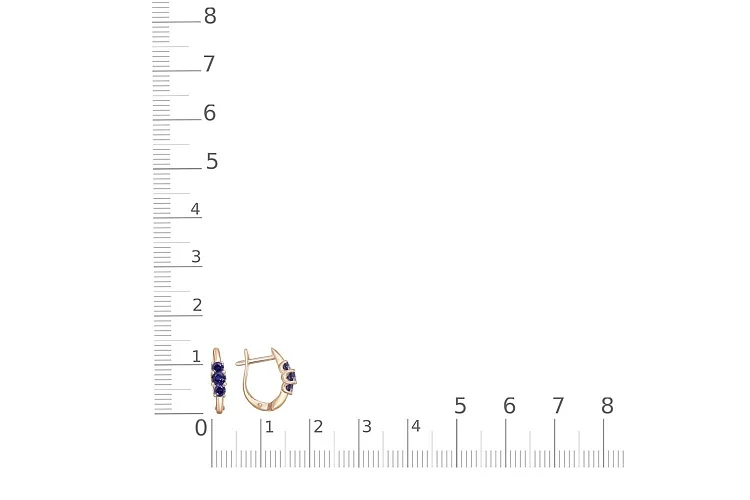 Серьги из красного золота с 6 сапфирами