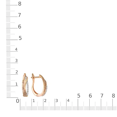 Серьги Дорожки из красного золота с 18 бриллиантами