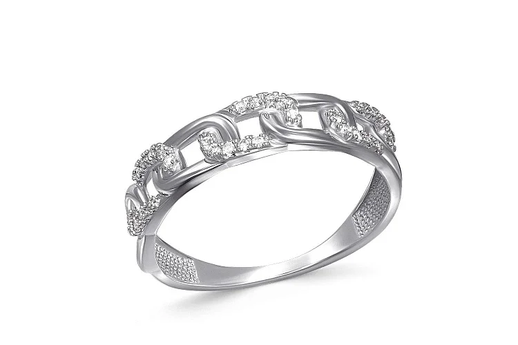 Кольцо из белого золота с 30 фианитами