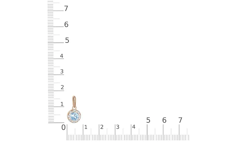 Подвеска из красного золота с топазом sky и 8 фианитами