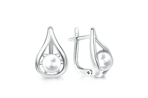 Серьги из белого золота с 2 жемчужинами