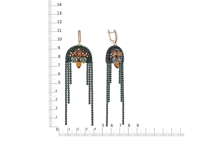 Бижутерные серьги Стразовые дорожки зеленый