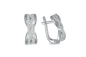 Серьги из белого золота с 52 фианитами