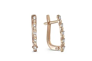 Серьги Дорожки из красного золота с 10 бриллиантами