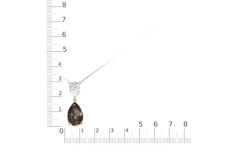 Колье из жёлтого золота с раухтопазом и фианитом