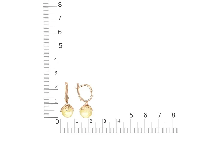 Серьги из красного золота с янтарём