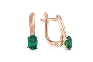 Серьги из красного золота с 2 изумрудами