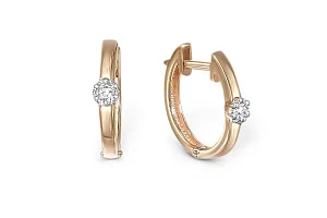 Серьги Малинки из красного золота с 14 бриллиантами