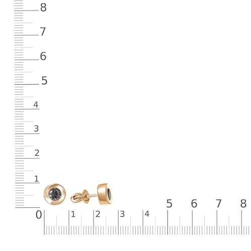 Серьги-пусеты из красного золота с 2 александритами