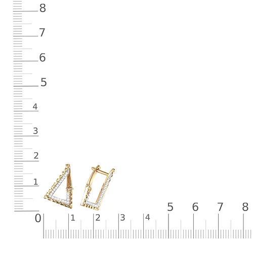 Серьги Треугольники из жёлтого золота с 44 фианитами