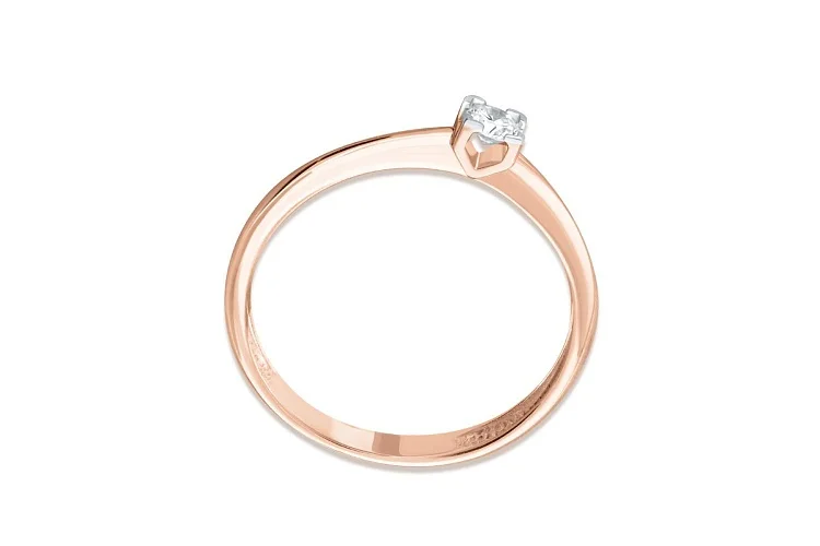 Кольцо из красного золота с выращенным бриллиантом