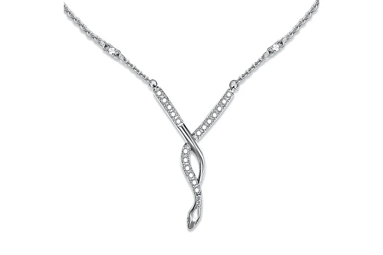 Колье Змея из белого золота с 20 фианитами