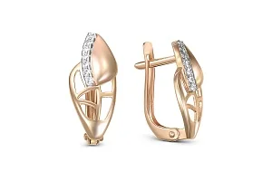 Серьги из красного золота с 14 фианитами