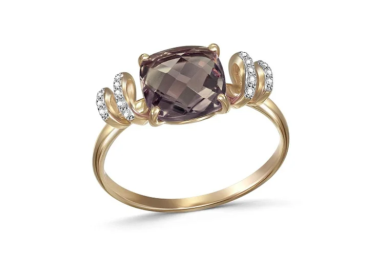 Кольцо из жёлтого золота с 17 раухтопазами