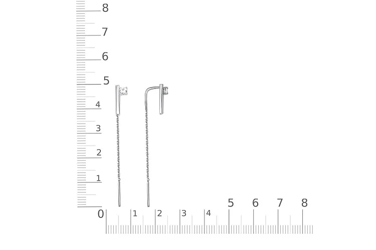 Серьги-продёвки из белого золота с 2 фианитами
