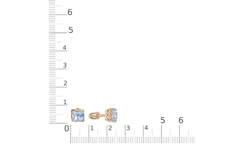 Серьги-пусеты из красного золота с 2 топазами sky