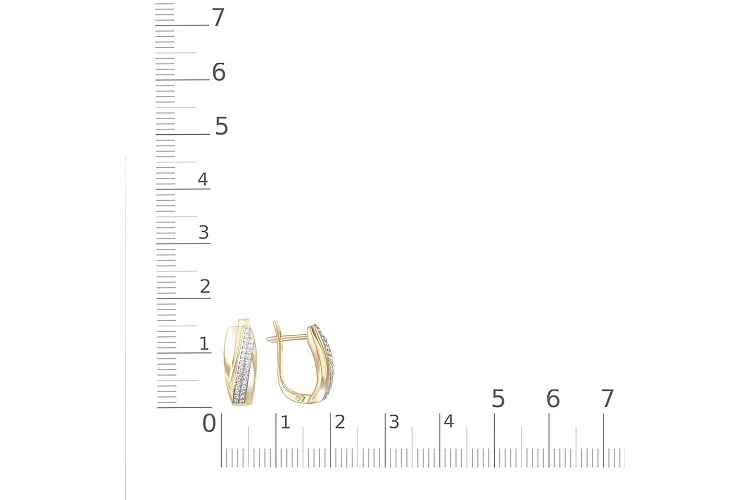 Серьги из жёлтого золота с 56 фианитами