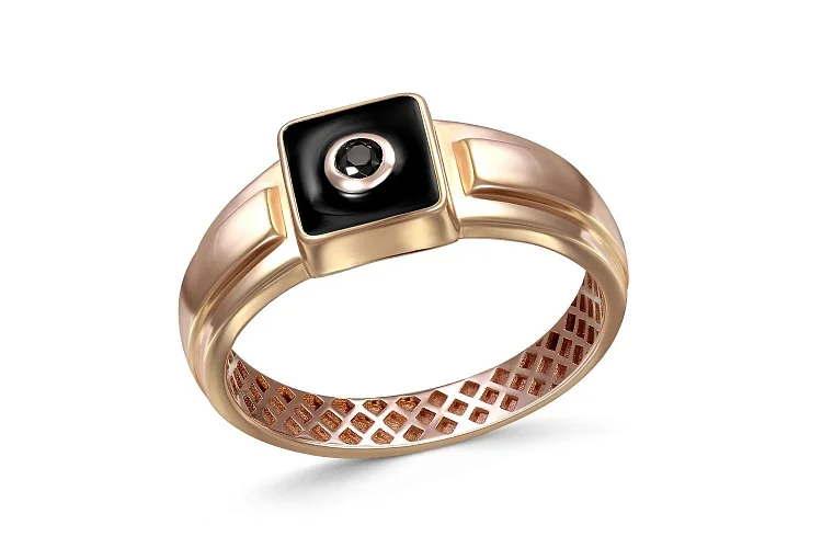 Печатка из красного золота с фианитом