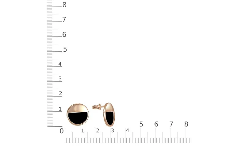 Серьги-пусеты Круги из красного золота с 2 ониксами