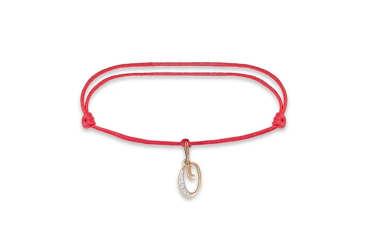 Браслет Буква из красного золота с 3 фианитами