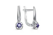 Серьги из белого золота с 2 сапфирами