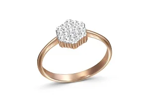 Кольцо из красного золота с 19 фианитами