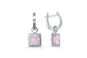 Серьги-трансформеры из белого золота с 2 кварцами