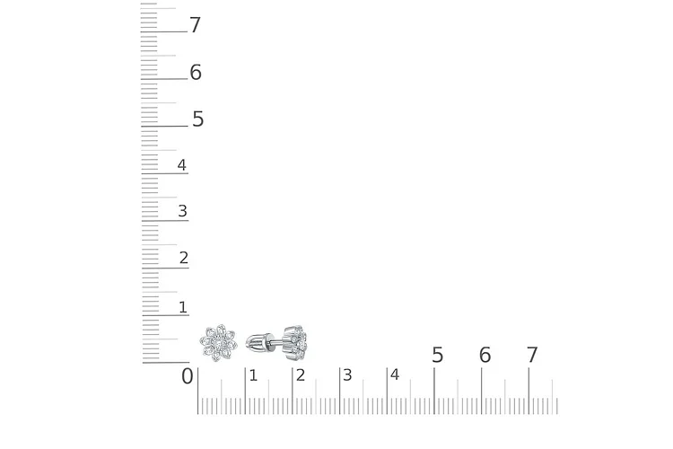 Серьги-пусеты Цветы из белого золота с 18 бриллиантами