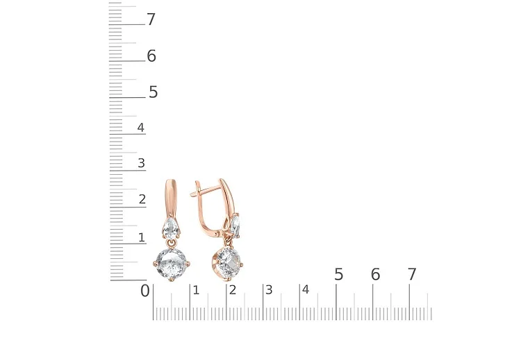 Серьги из красного золота с горным хрусталём