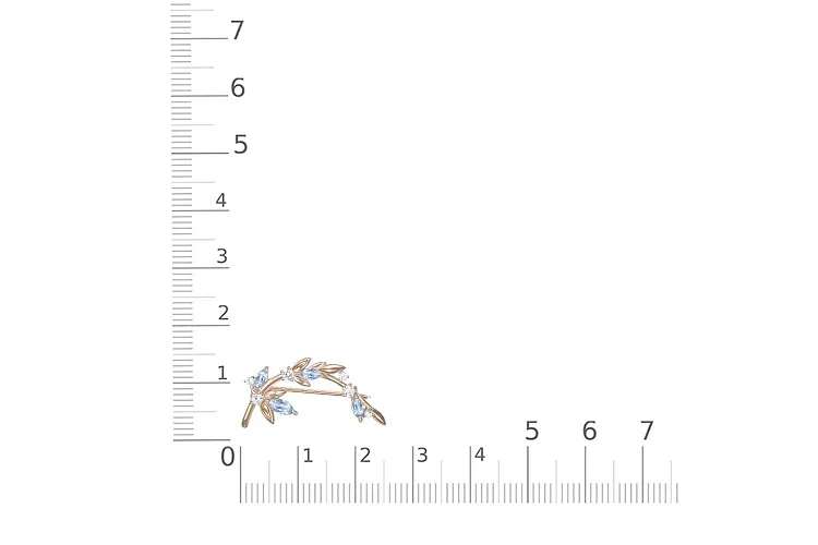 Брошь Цветок из красного золота с 4 топазами sky и 6 фианитами