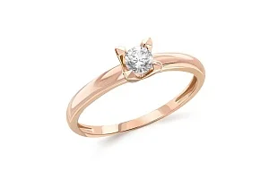 Кольцо из красного золота с фианитом