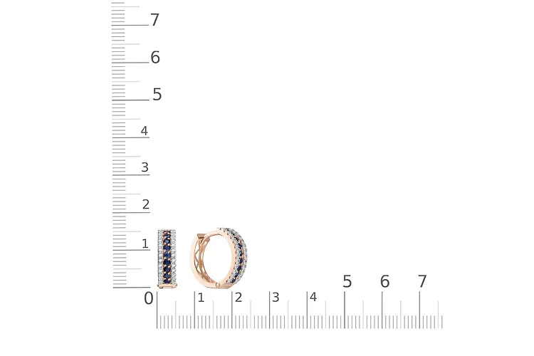 Серьги из красного золота с 18 сапфирами и 52 бриллиантами