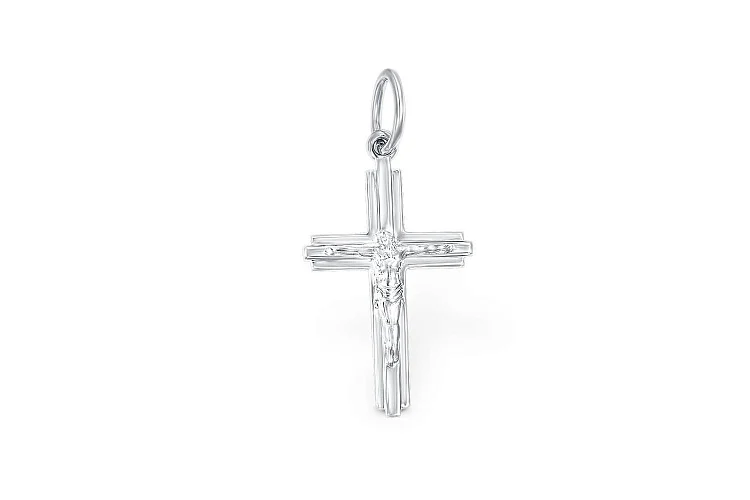 Крест из белого золота без вставок