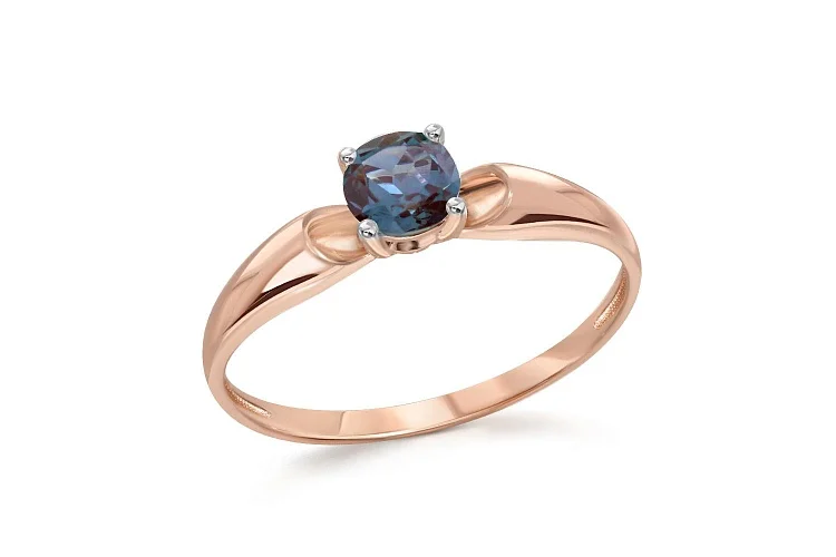 Кольцо из красного золота с александритом