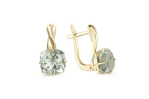 Серьги из жёлтого золота с 2 аметистами