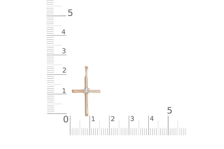 Крест из красного золота с бриллиантом
