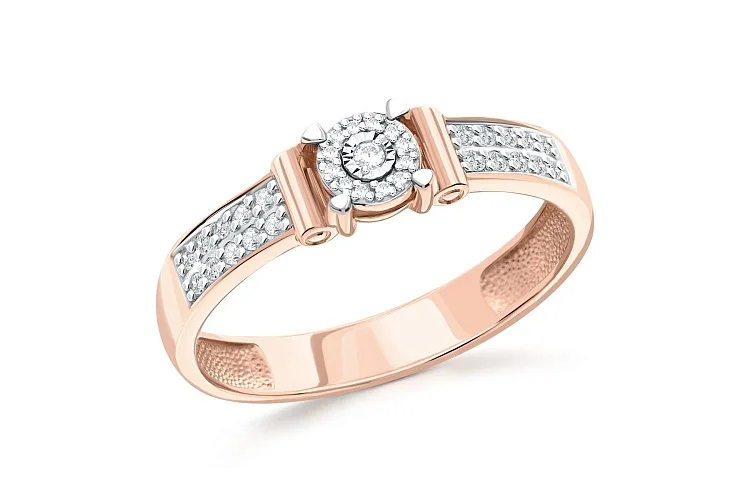 Кольцо из красного золота с 33 бриллиантами