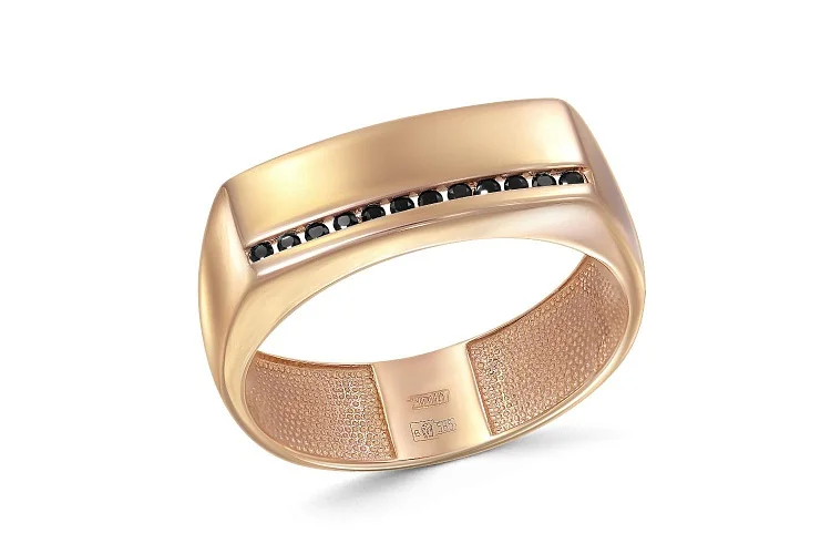 Печатка из красного золота с 12 фианитами