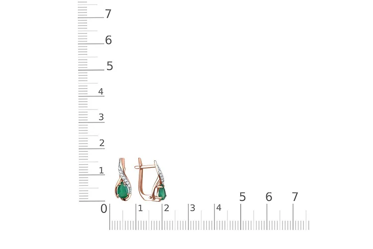 Серьги из красного золота с 2 агатами и 14 фианитами