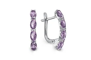 Серьги Дорожки из белого золота с 6 аметистами