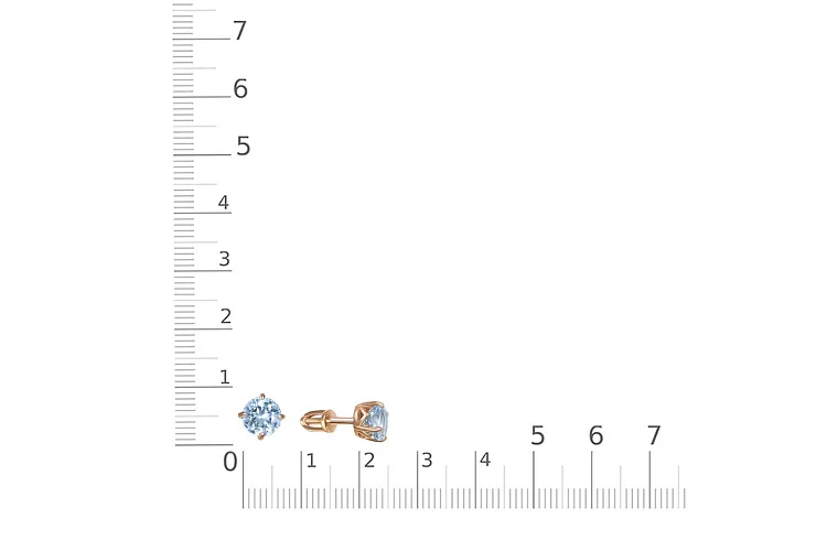 Серьги-пусеты из красного золота с 2 топазами sky