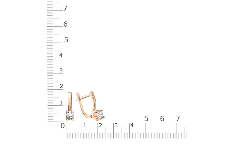 Серьги из красного золота с 2 фианитами