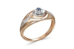 Кольцо из красного золота с сапфиром и 6 бриллиантами