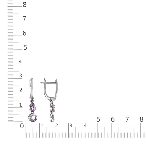 Серьги из белого золота с 4 аметистами