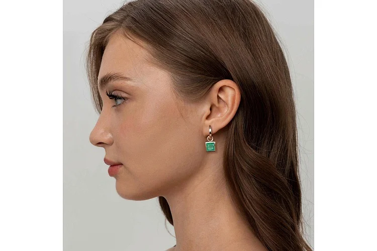 Подвеска серёг-трансформеров из красного золота с агатом