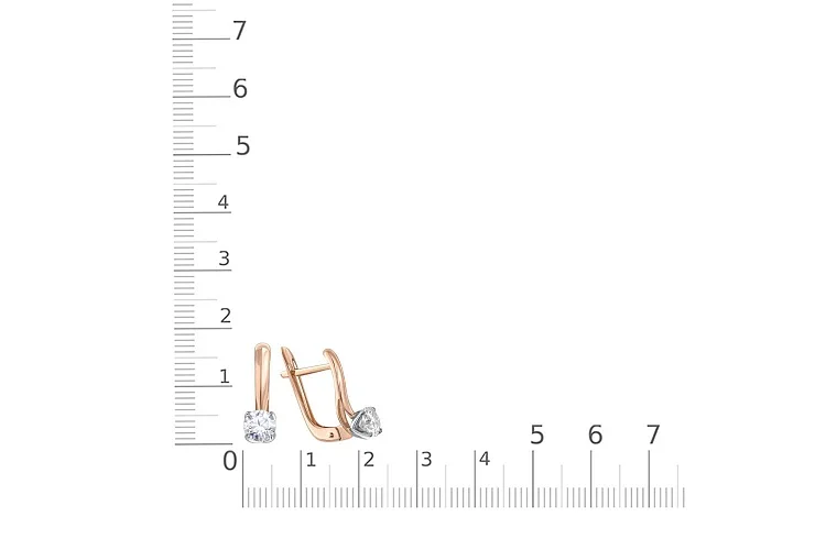 Серьги из красного золота с 2 фианитами
