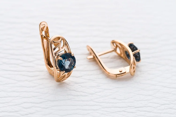 Серьги из красного золота с 2 топазами лондон
