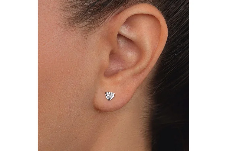 Серьги-пусеты Сердца из красного золота с 2 муассанитами