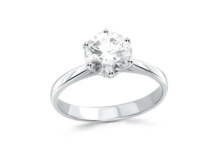 Кольцо из белого золота с выращенным бриллиантом