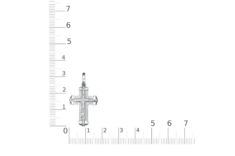 Крест из белого золота с 26 фианитами